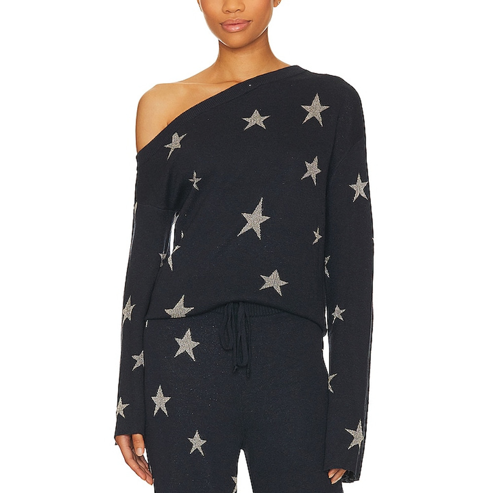 Chaser 'Dani' Black Metallic Star Long Sleeve Size S